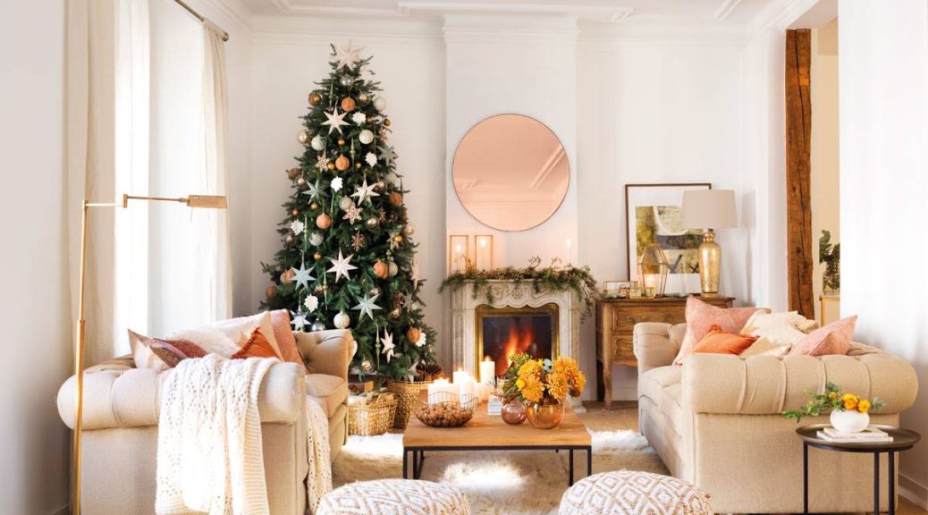 Salon con decoración navideña
